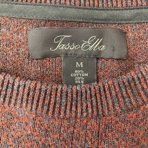 Tasso Elba men M cotton blend Longsleeve Crewneck sweater w/shoulder patch - Picture 7 of 10